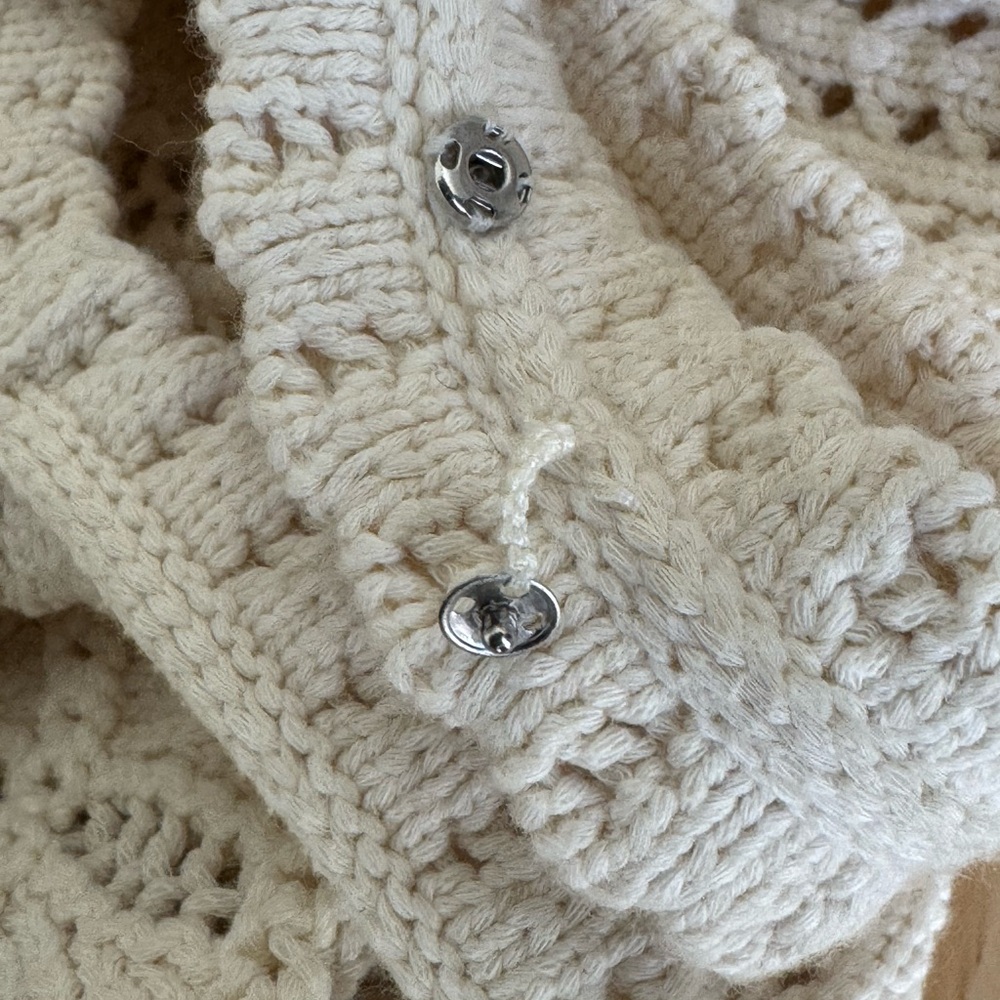 Veronica Beard Oswald Crochet Knit Cream Top - Picture 6 of 7